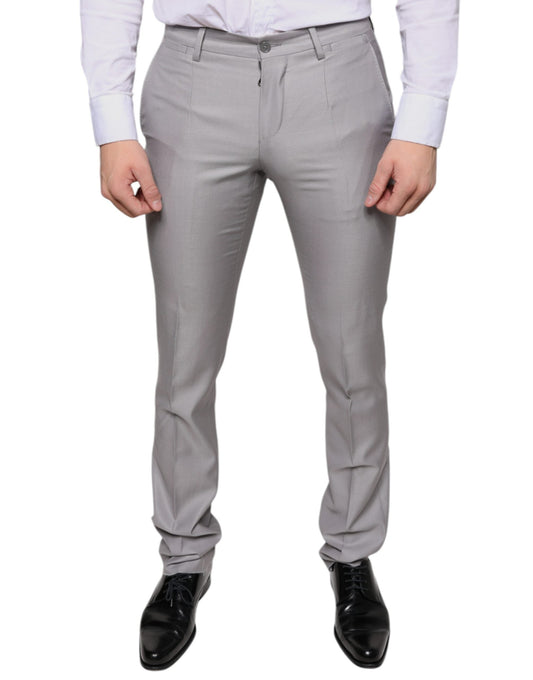 Dolce & Gabbana Light Gray Wool Dress Men's Pants