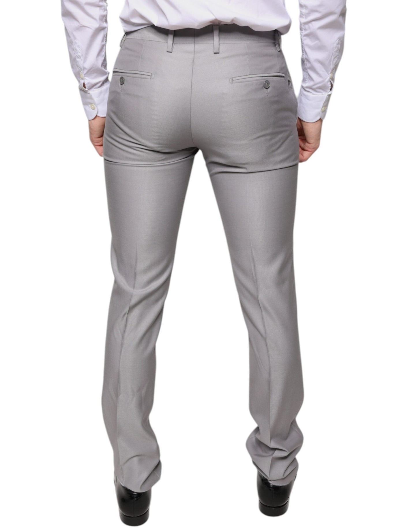 Dolce & Gabbana Light Gray Wool Dress Men's Pants