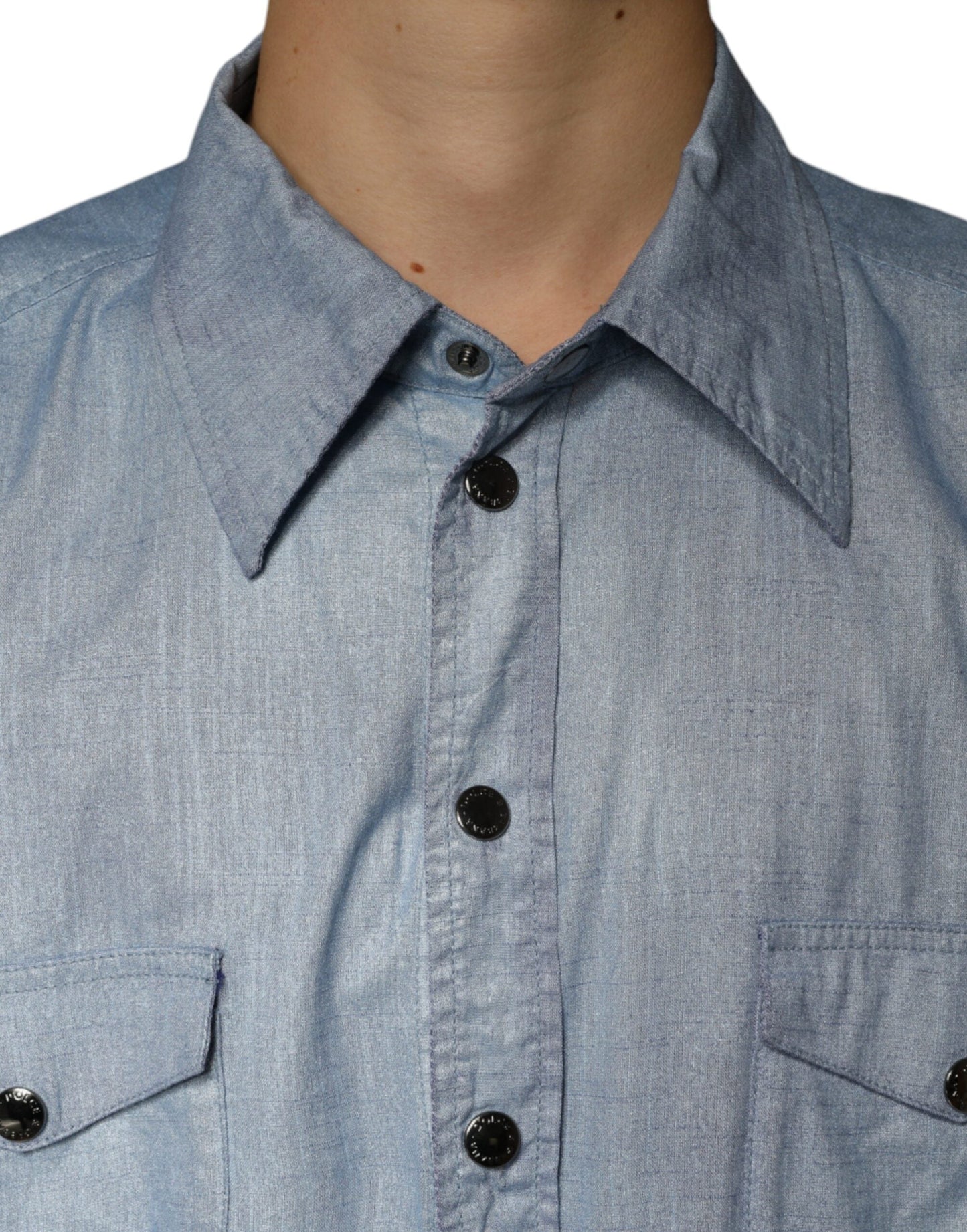 Dolce & Gabbana Light Blue Cotton Button Down Casual Men's Shirt