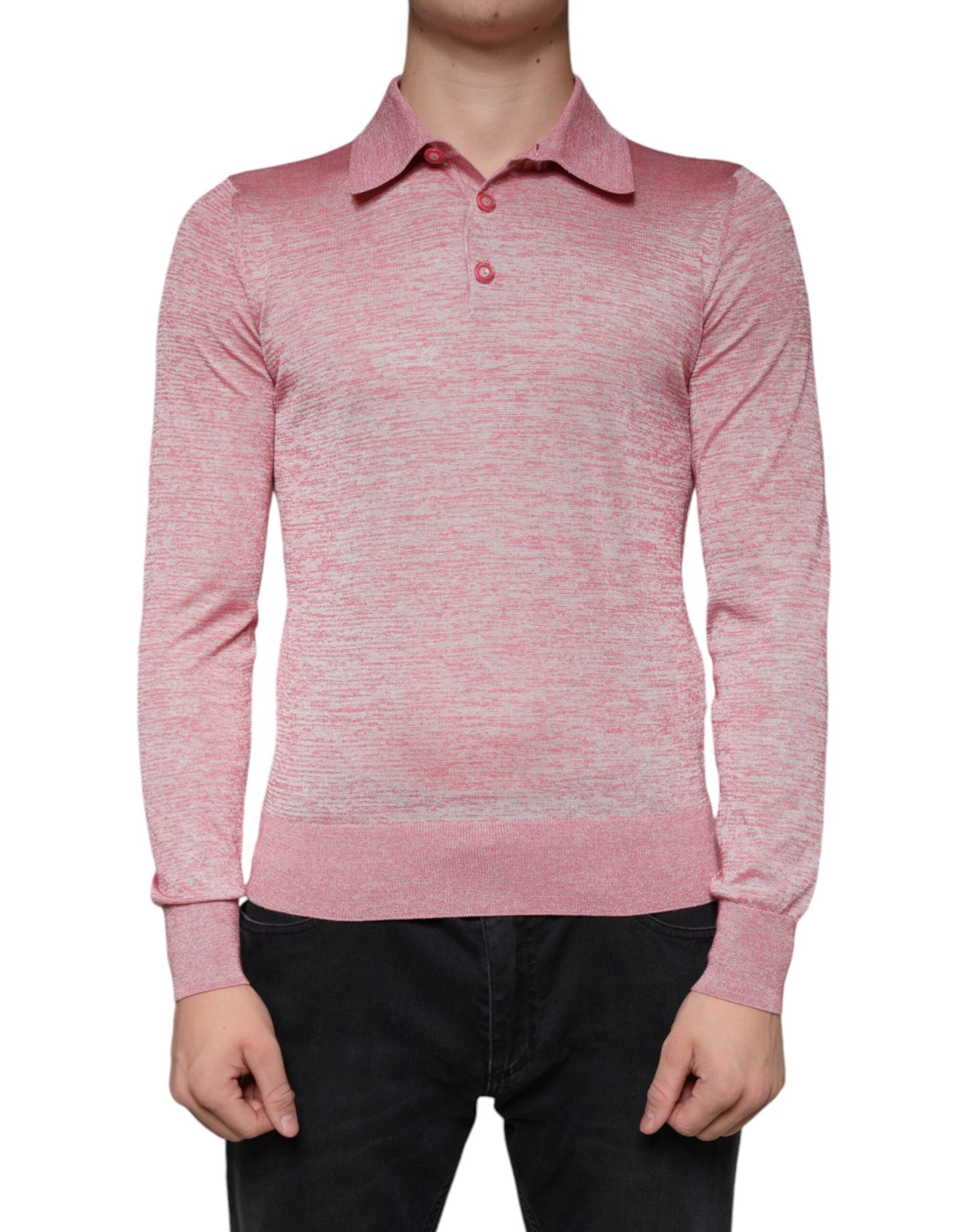 Dolce & Gabbana Pink Polyester Long Sleeve Men Polo Men's T-shirt