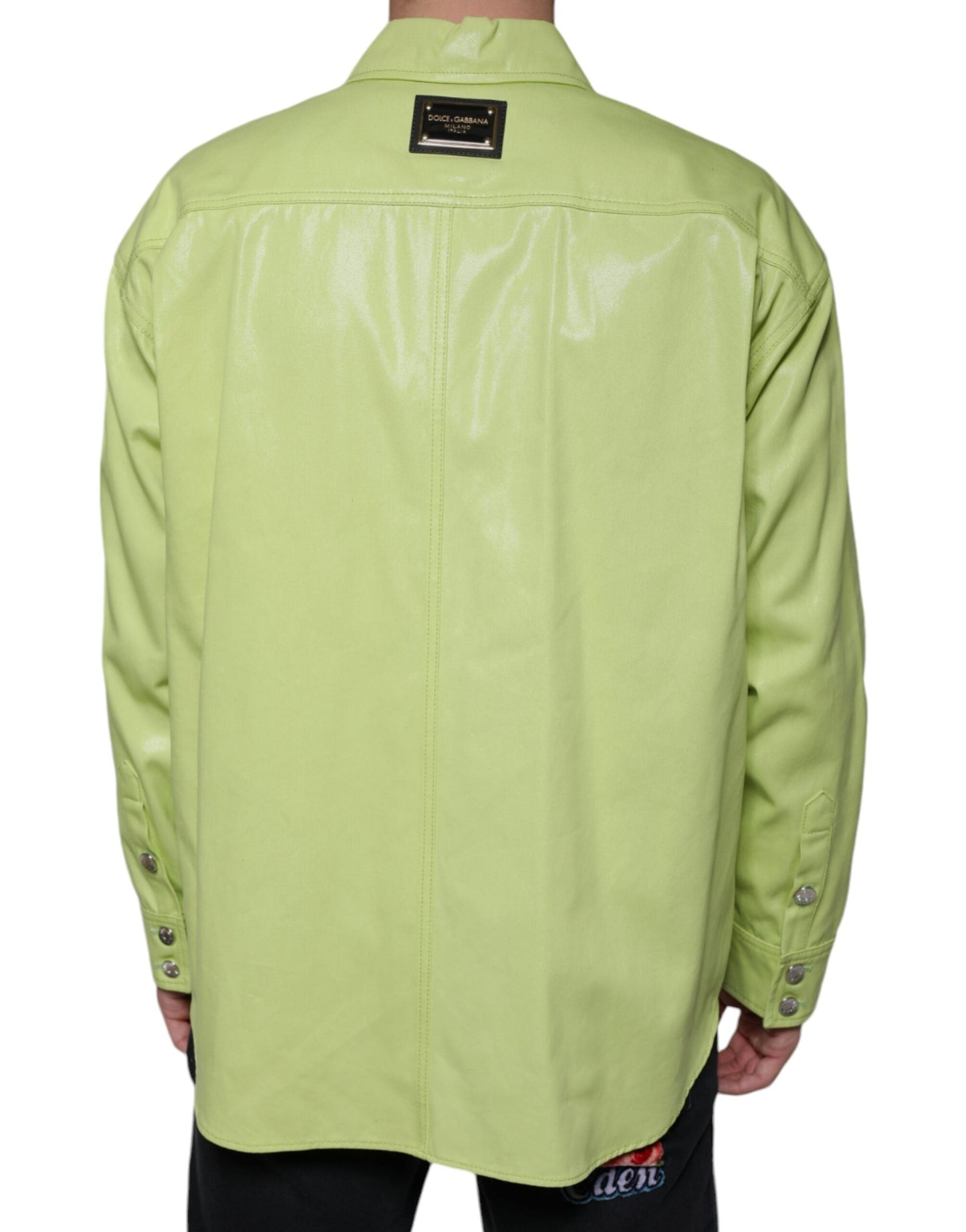 Dolce & Gabbana Green Cotton Collared Men Button Down Men's Shirt ()