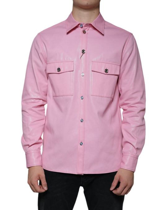 Dolce & Gabbana Pink Cotton Collared Button Down Men's Shirt ()