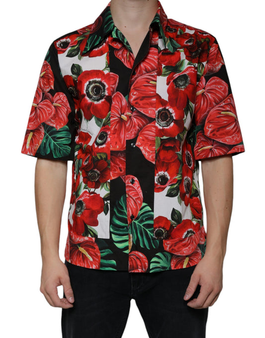 Dolce & Gabbana Multicolor Anemone Button Down Casual Men's Shirt