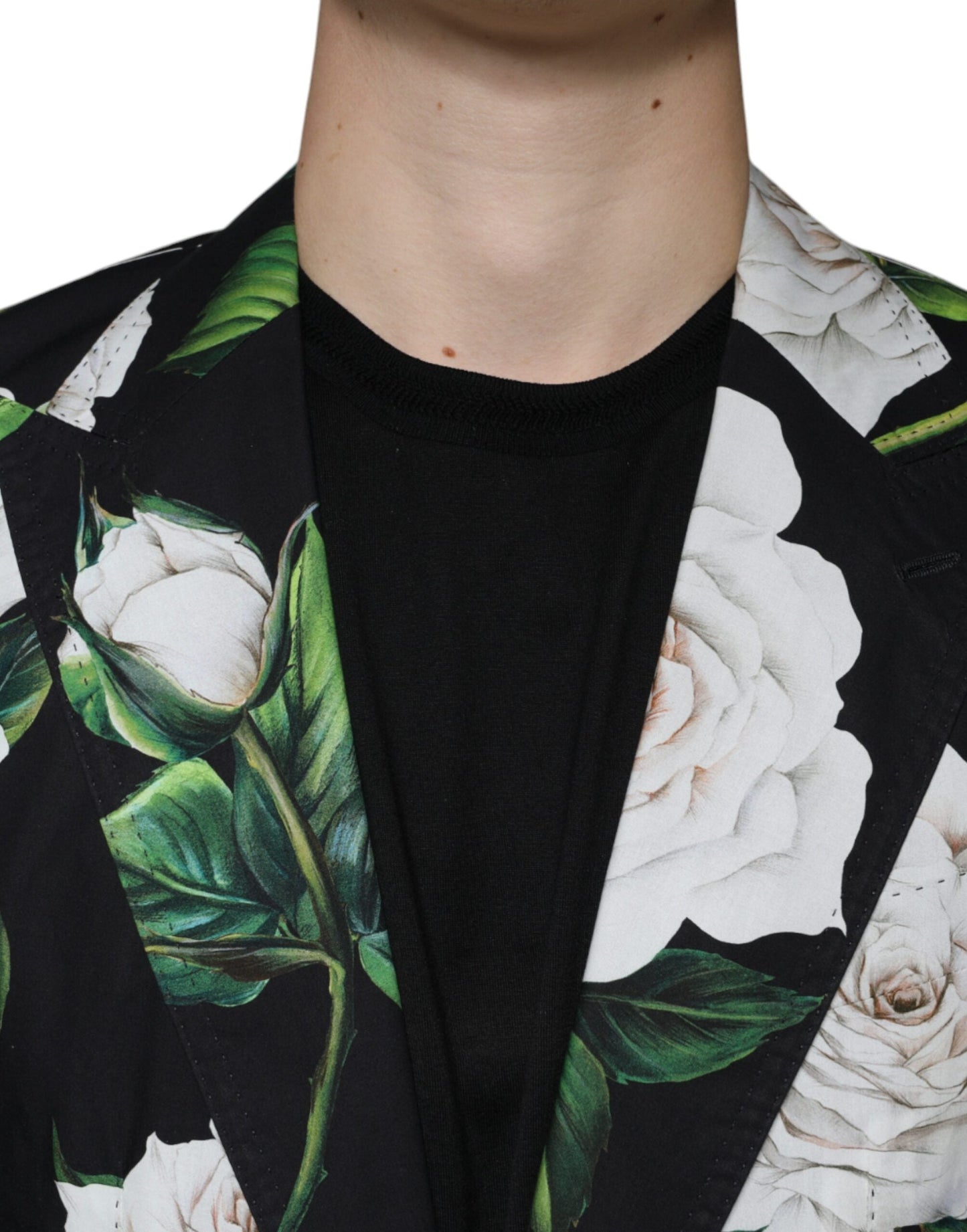 Dolce & Gabbana Black Rose Cotton Men Formal 2 Piece Men's Suit