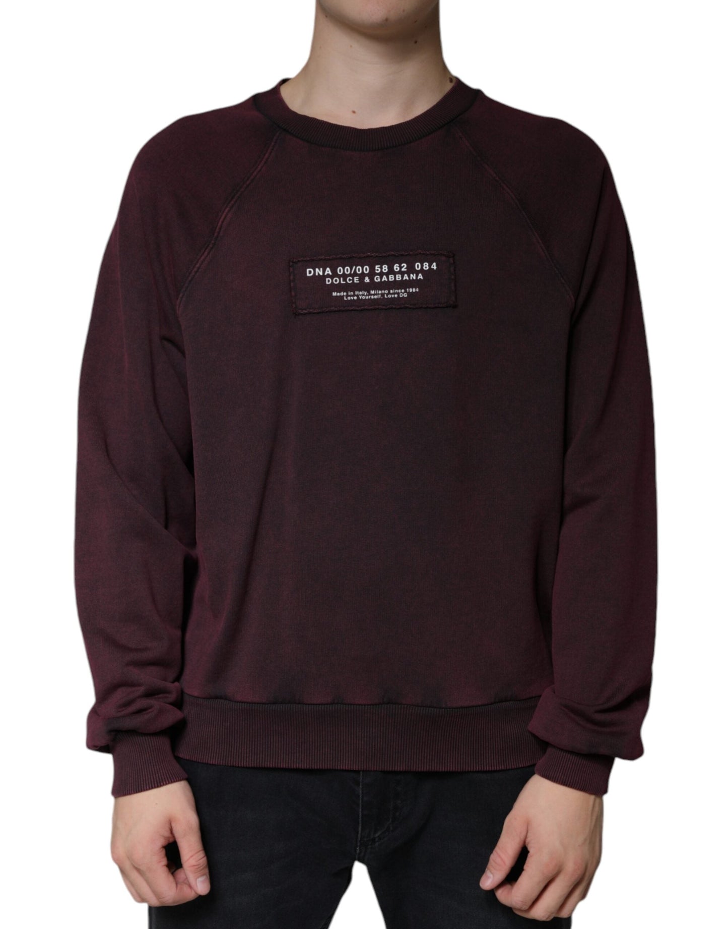 Dolce & Gabbana Maroon Logo Crew Neck Men Sweatshirt Men's Sweater ()