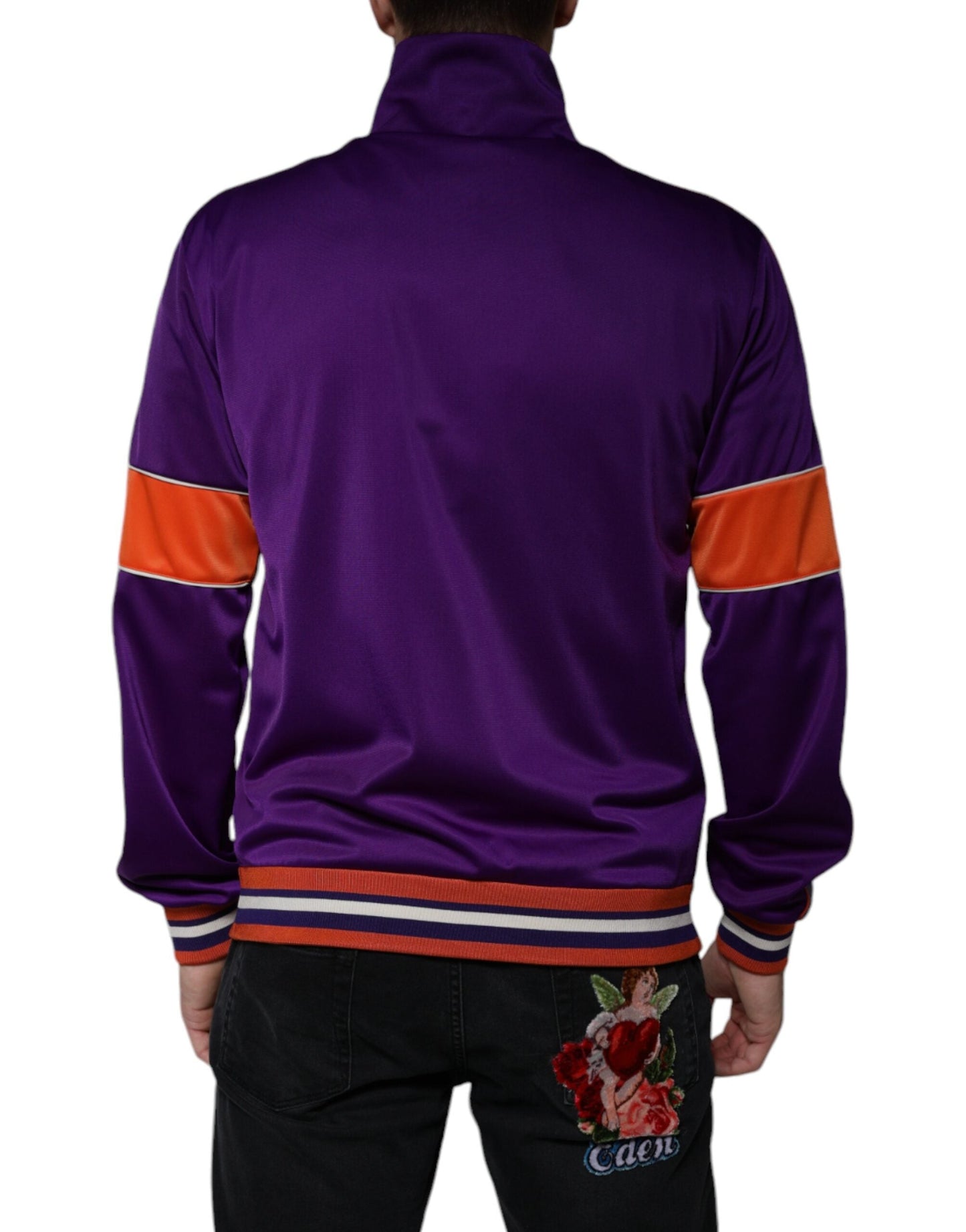 Dolce & Gabbana Purple Polyester Full Zip Long Sleeve Men's Sweater