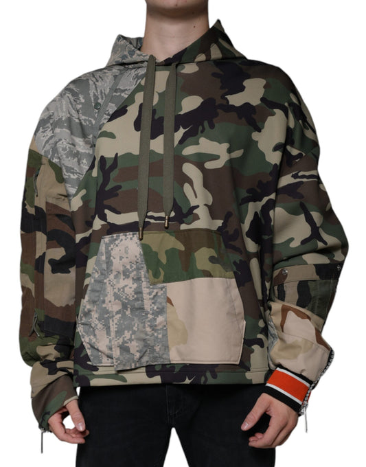 Dolce & Gabbana Multicolor Camouflage Hooded Sweatshirt Men's Sweater