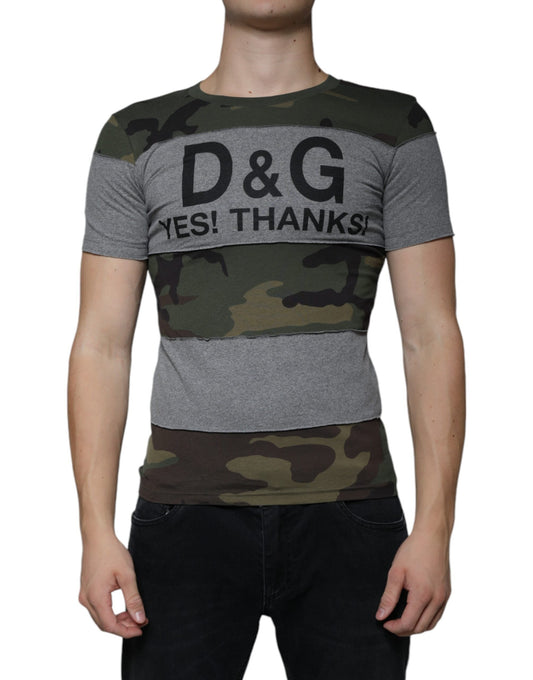 Dolce & Gabbana Multicolor Camouflage Cotton Crew Neck Men's T-shirt