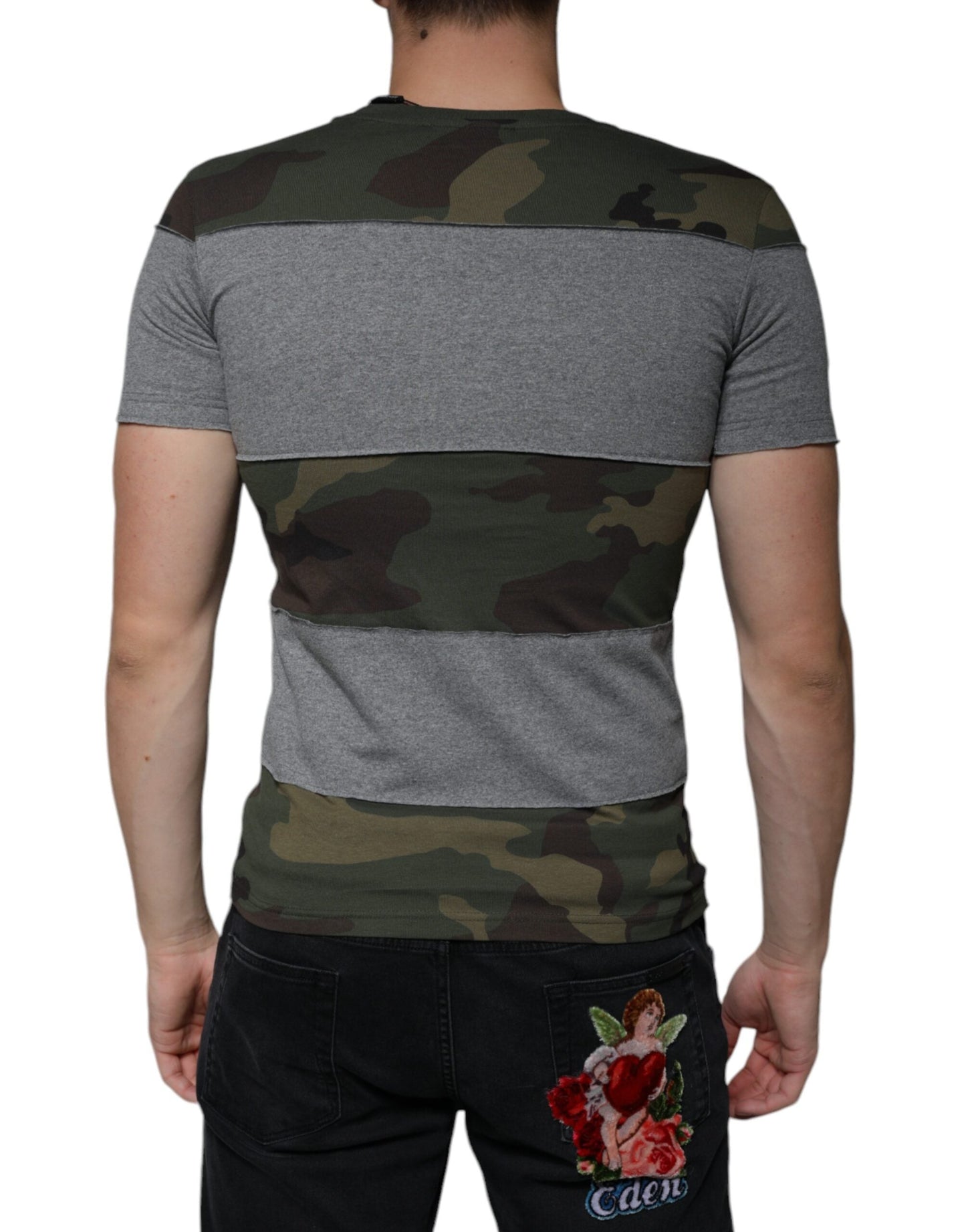 Dolce & Gabbana Multicolor Camouflage Cotton Crew Neck Men's T-shirt
