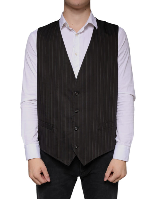 Dolce & Gabbana Black Cotton Waistcoat Dress Formal Men's Vest