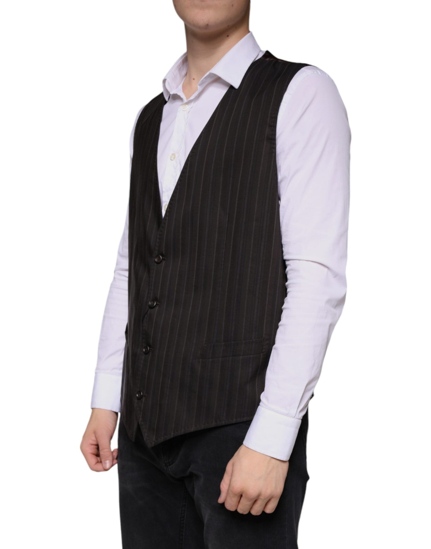 Dolce & Gabbana Black Cotton Waistcoat Dress Formal Men's Vest