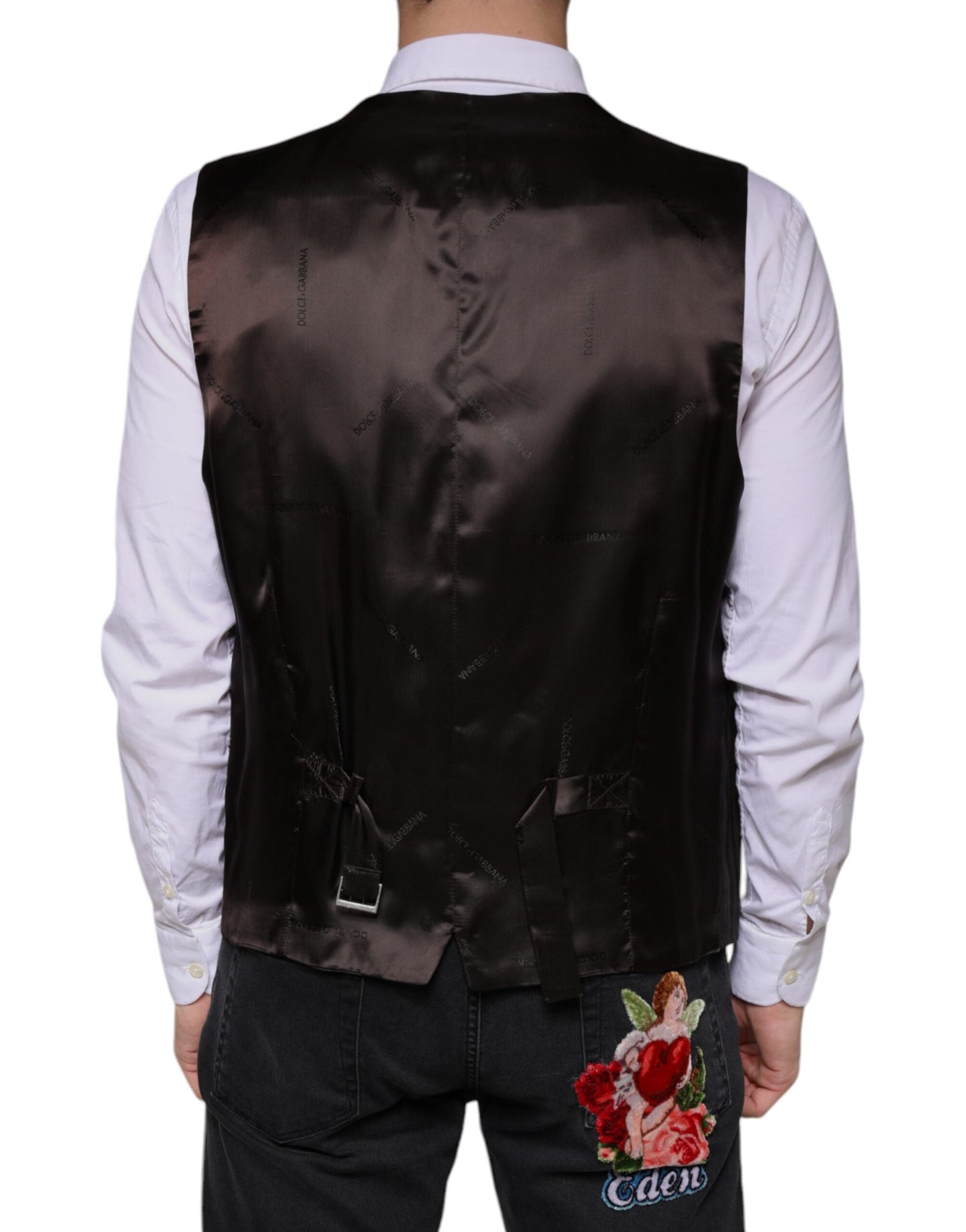 Dolce & Gabbana Black Cotton Waistcoat Dress Formal Men's Vest