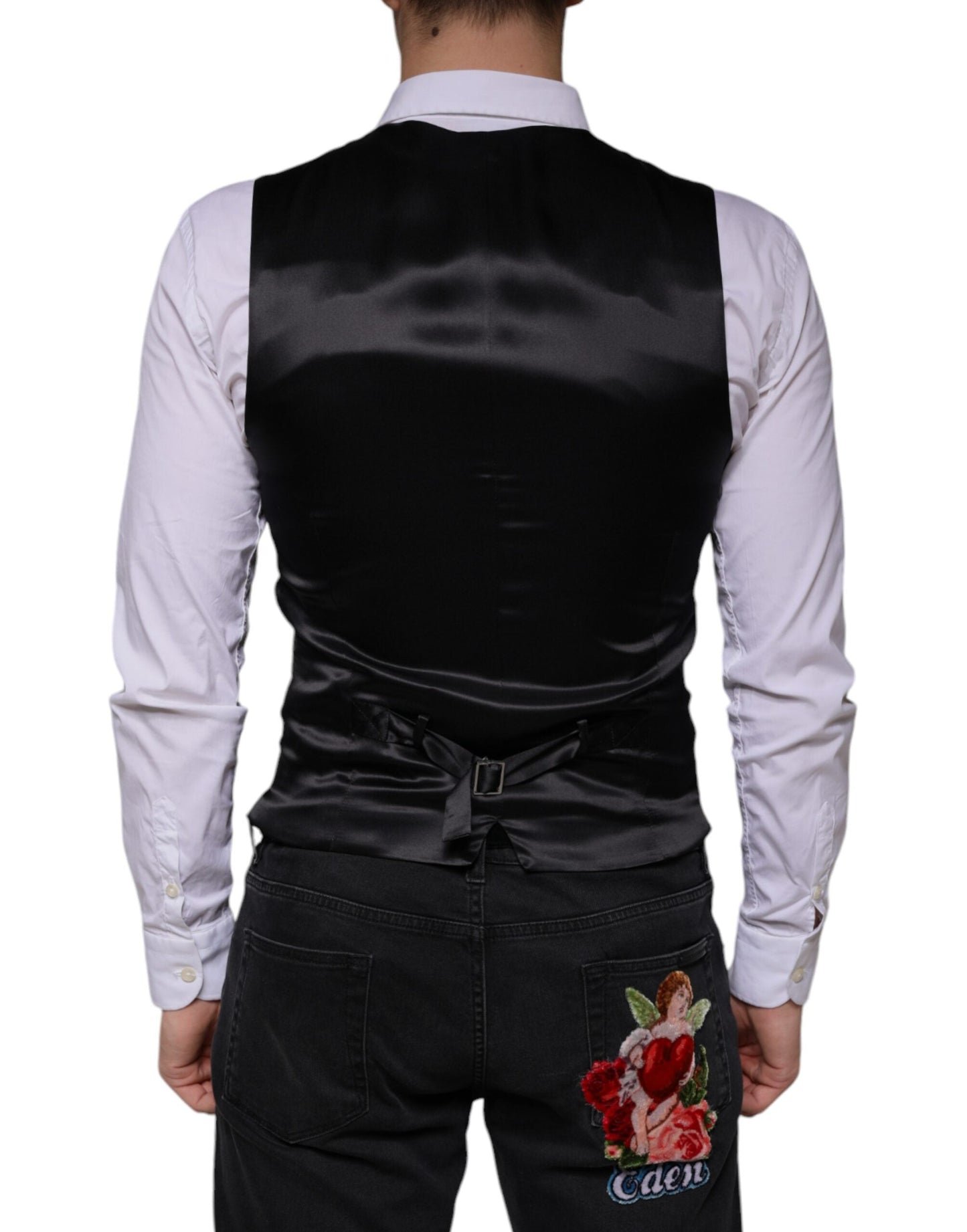 Dolce & Gabbana Black Wool Waistcoat Dress Formal Men's Vest