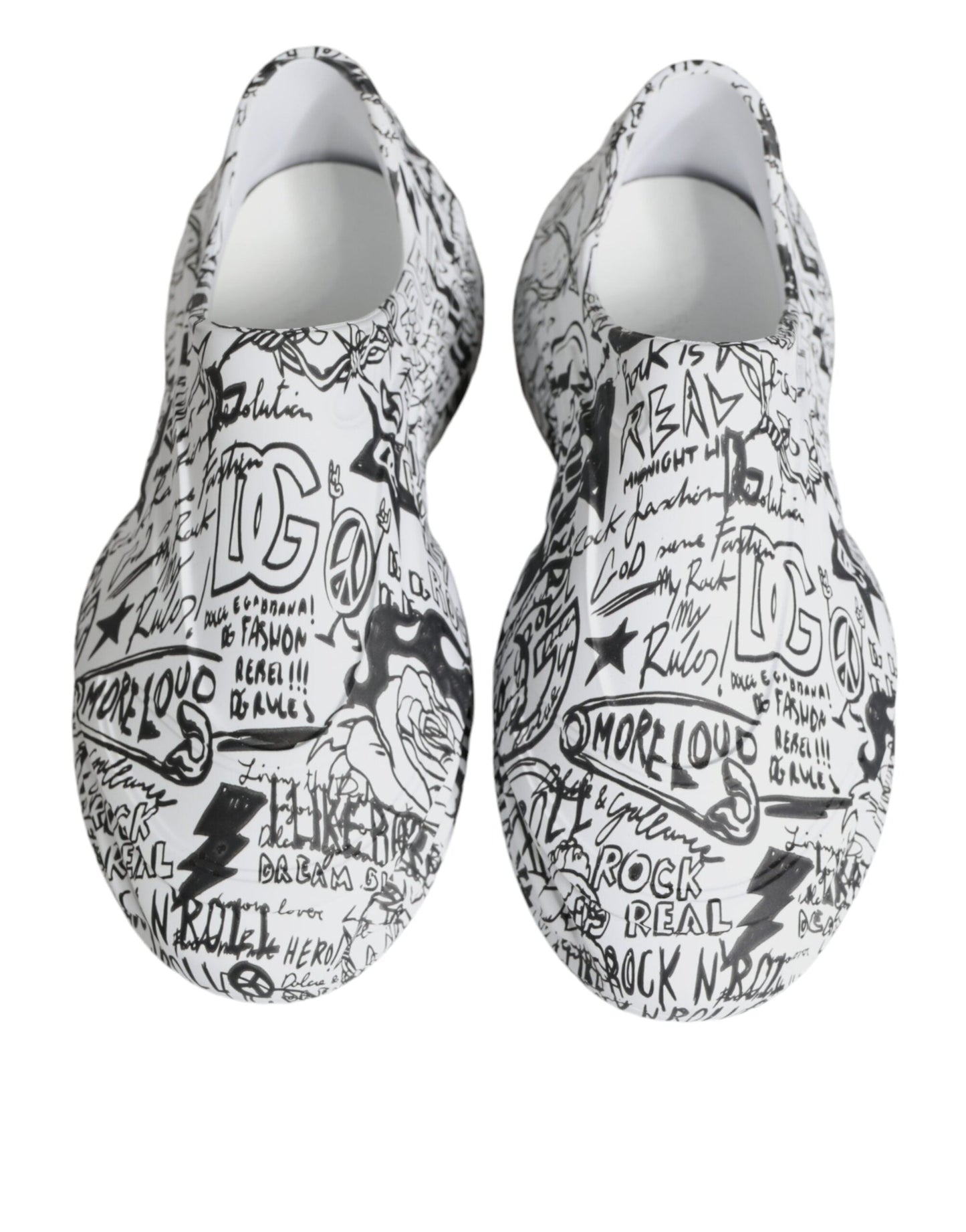 Dolce & Gabbana White Black Graffiti Daymaster Sneakers Men's Shoes