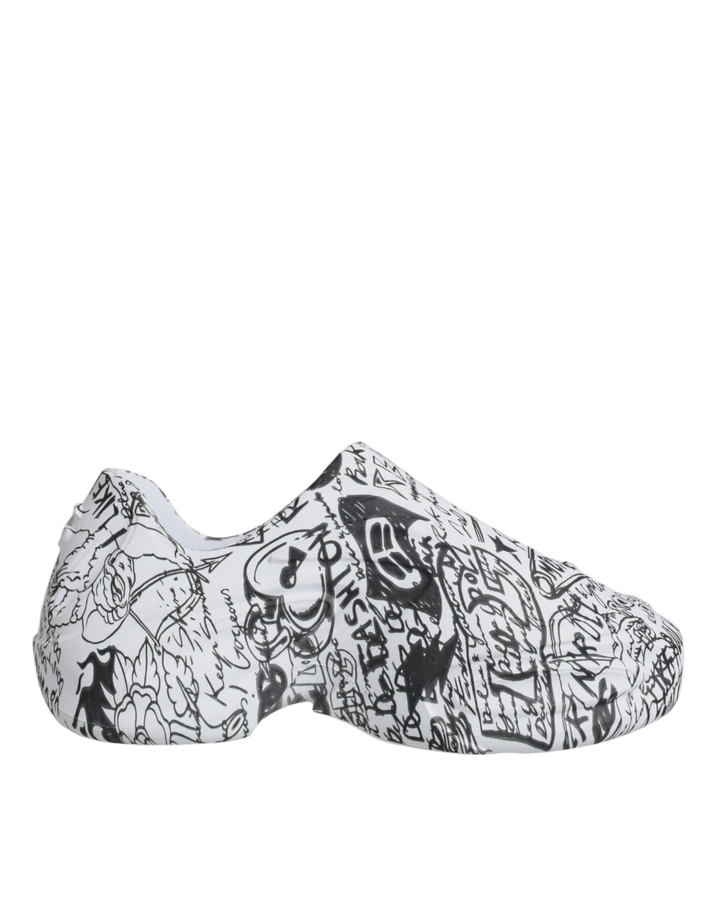 Dolce & Gabbana White Black Graffiti Daymaster Sneakers Men's Shoes