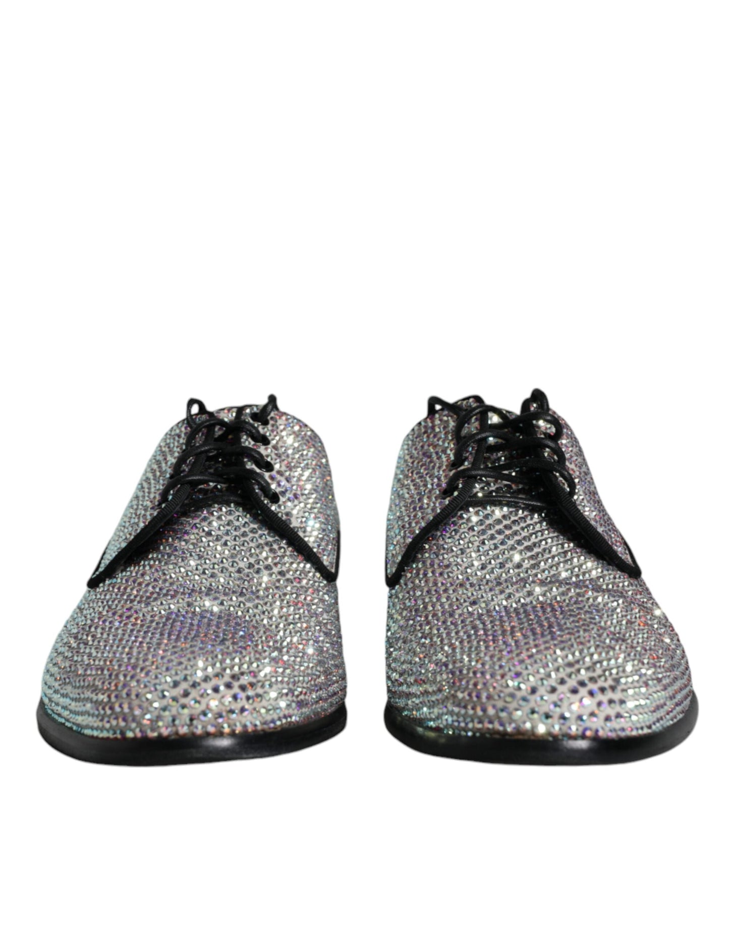 Dolce & Gabbana Silver Leather Rhinestones Derby Dress Men's Shoes ()