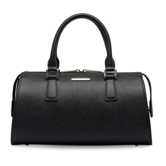 Burberry Nova Check Logo Plates Silver Gold  Handbags Mini Boston Bag Black Leather Ladies Burberry