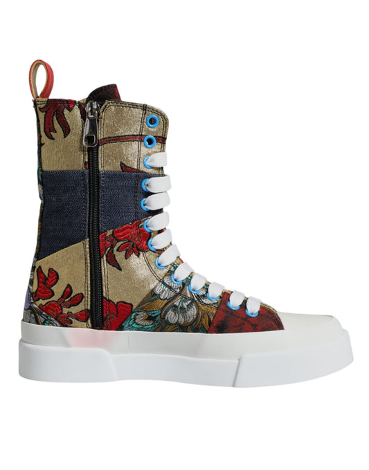 Dolce & Gabbana Multicolor Patchwork High Top Sneakers Women's Shoes ()
