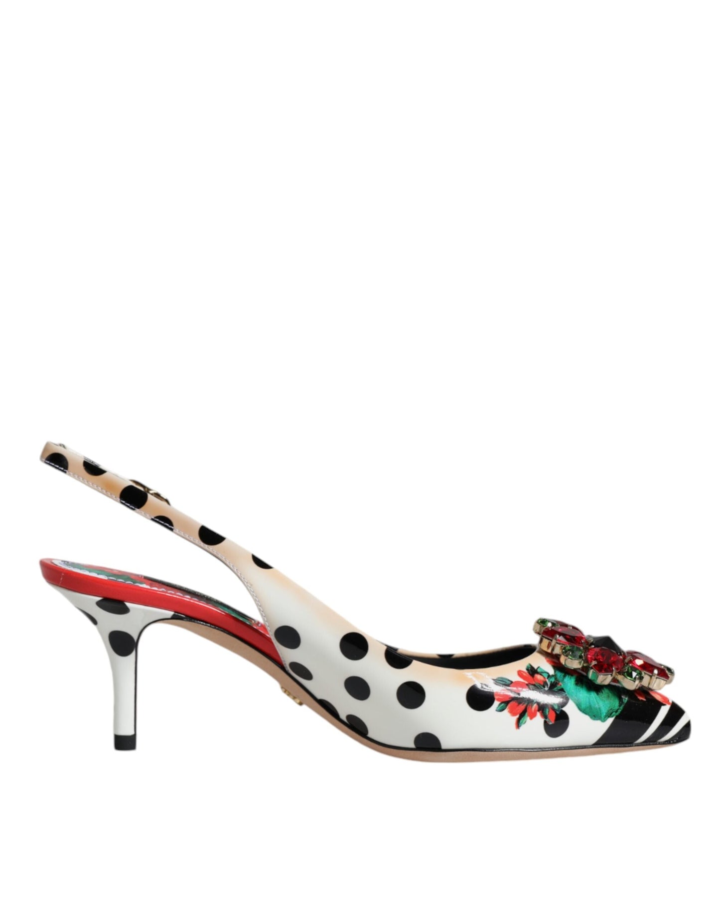 Dolce & Gabbana Multicolor Leather Crystal Heels Slingback Women's Shoes ()