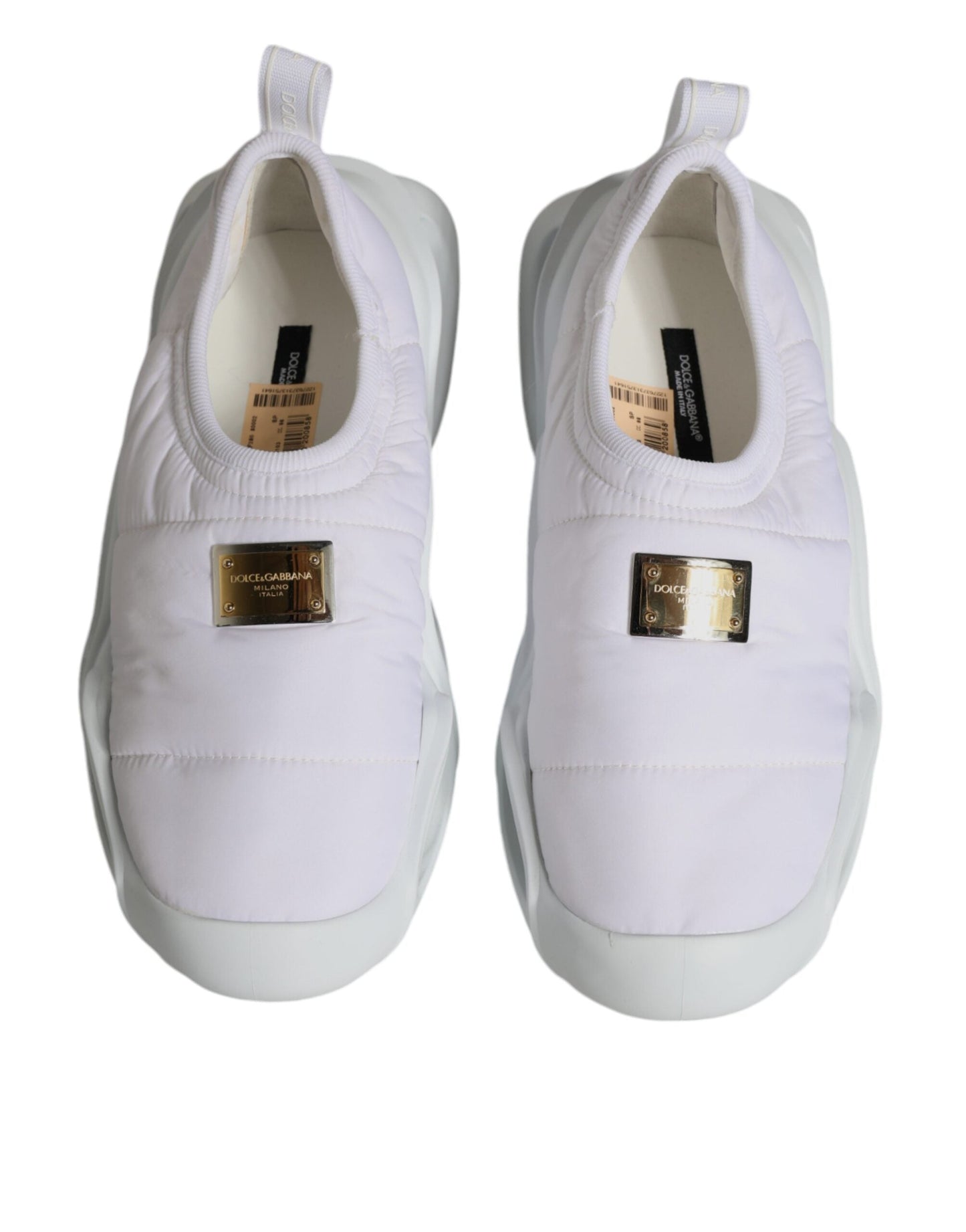 Dolce & Gabbana White Padded Fabric Low Top Sneakers Women's Shoes
