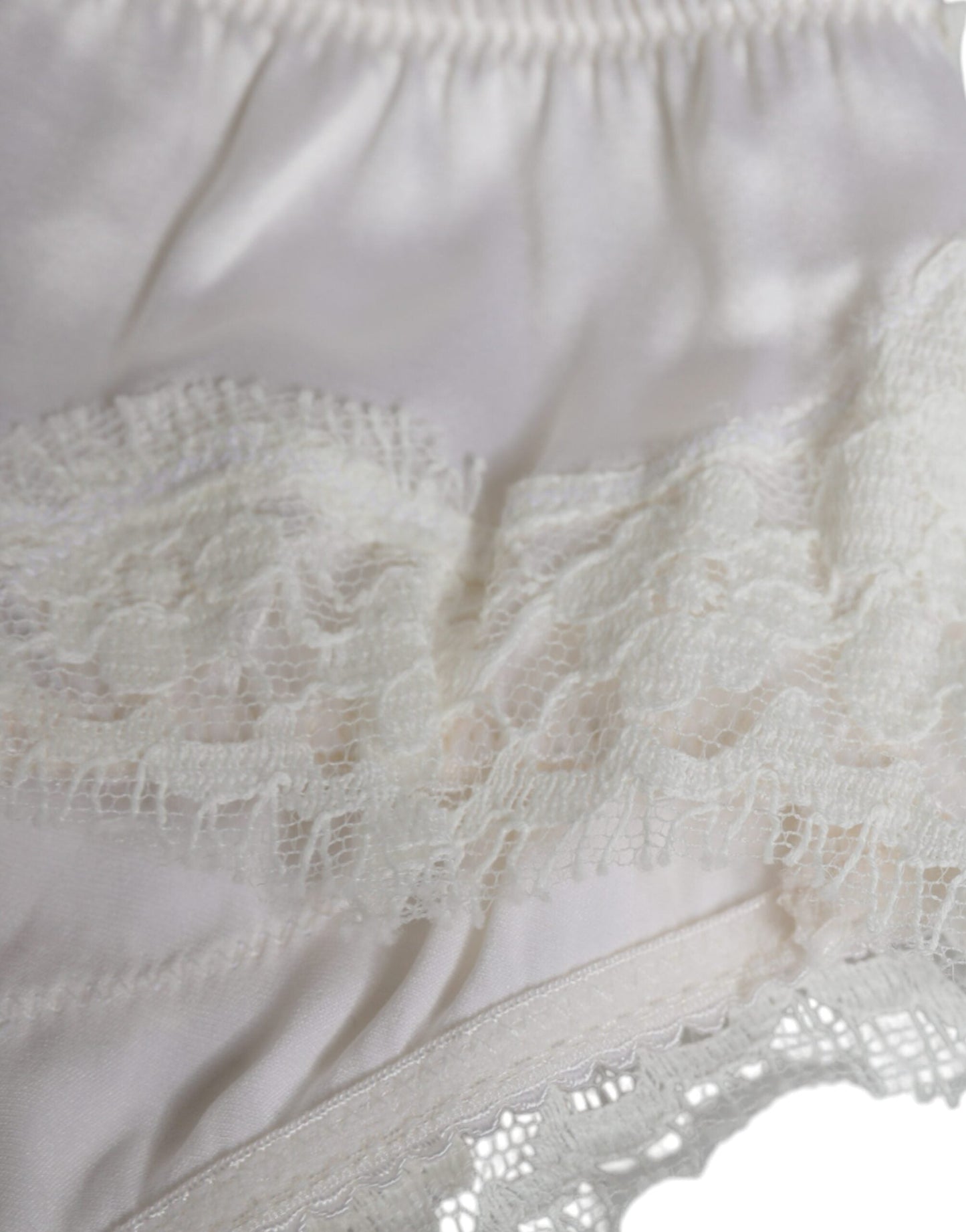 Dolce & Gabbana White Silk Stretch Panty Balconette Bra Women's Underwear