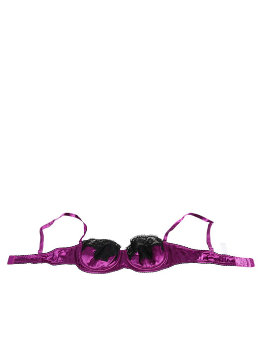 Dolce & Gabbana Purple Silk Underwired Balconette Bra Women's Underwear