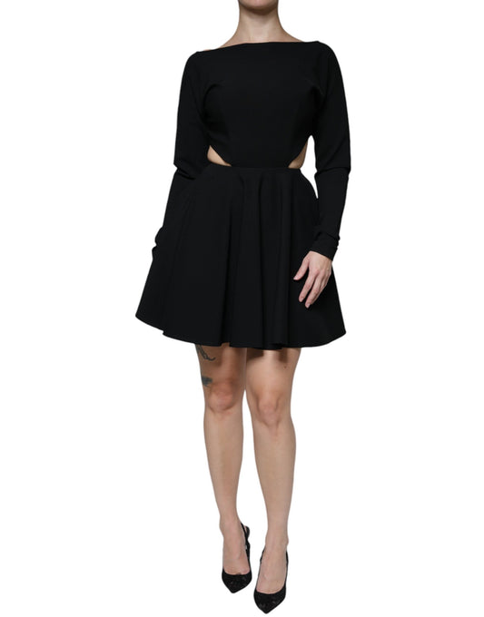 Dolce & Gabbana Black Viscose Cut Out A-line Long Sleeves Mini Women's Dress