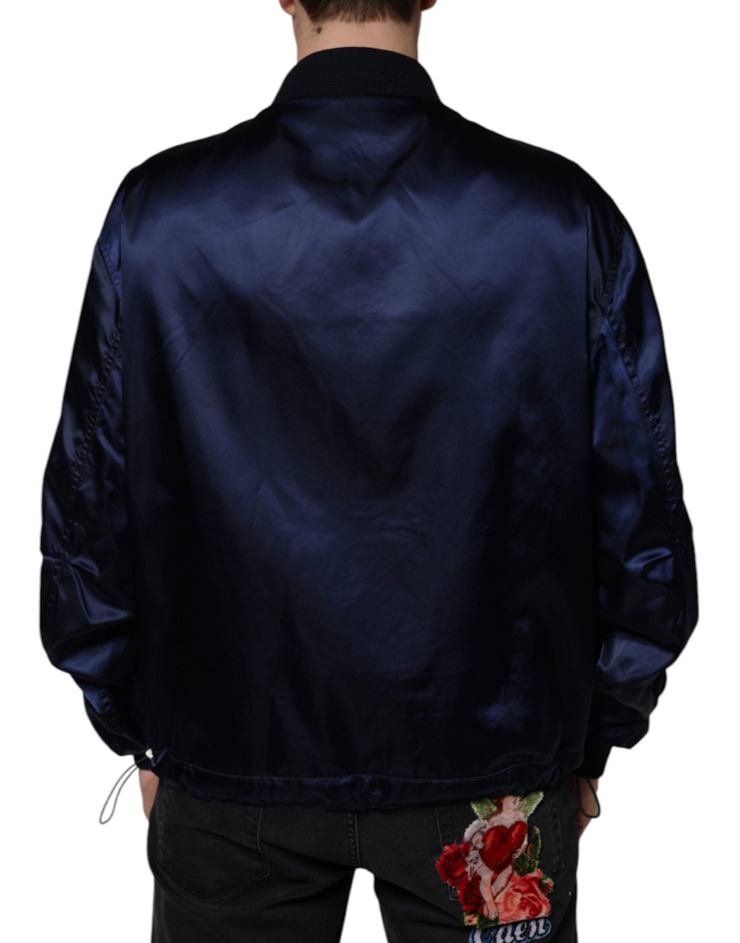 Dolce & Gabbana Blue Crown Heart Full Zip Men Bomber Men's Jacket ()