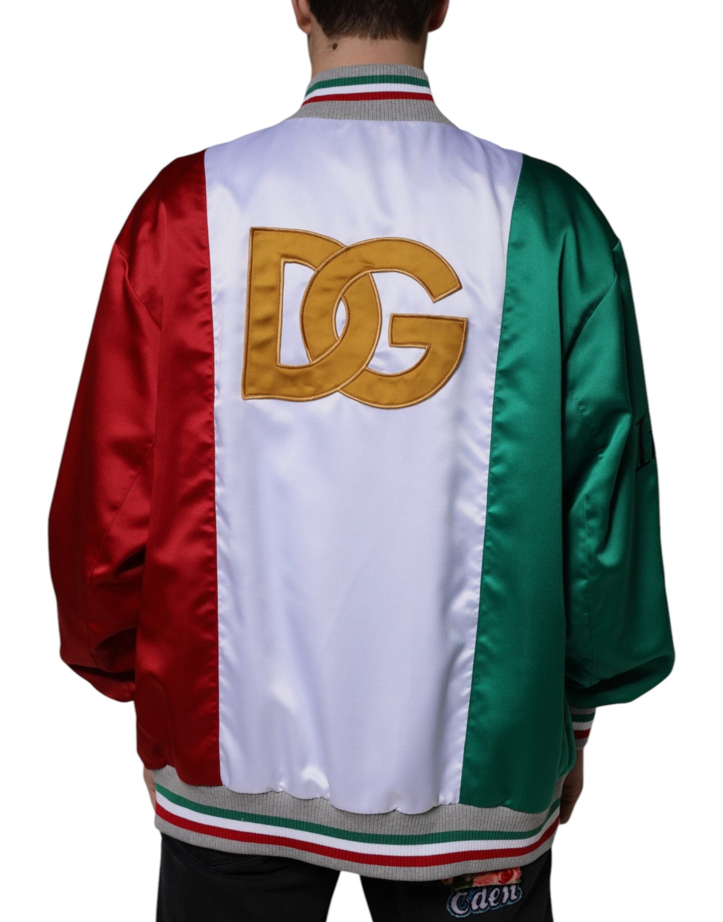 Dolce & Gabbana Multicolor Italia Button Down Bomber Men's Jacket