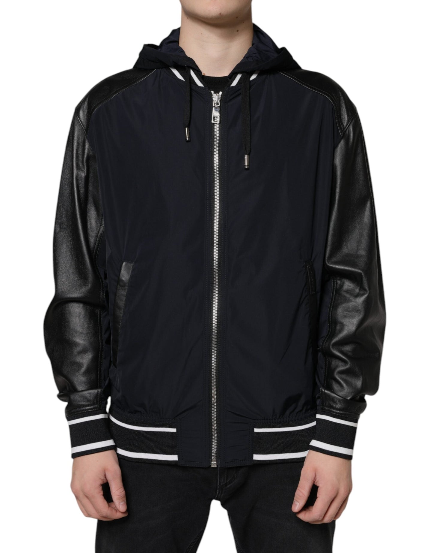Dolce & Gabbana Black Hooded Full Zip Men Bomber Men's Jacket ()