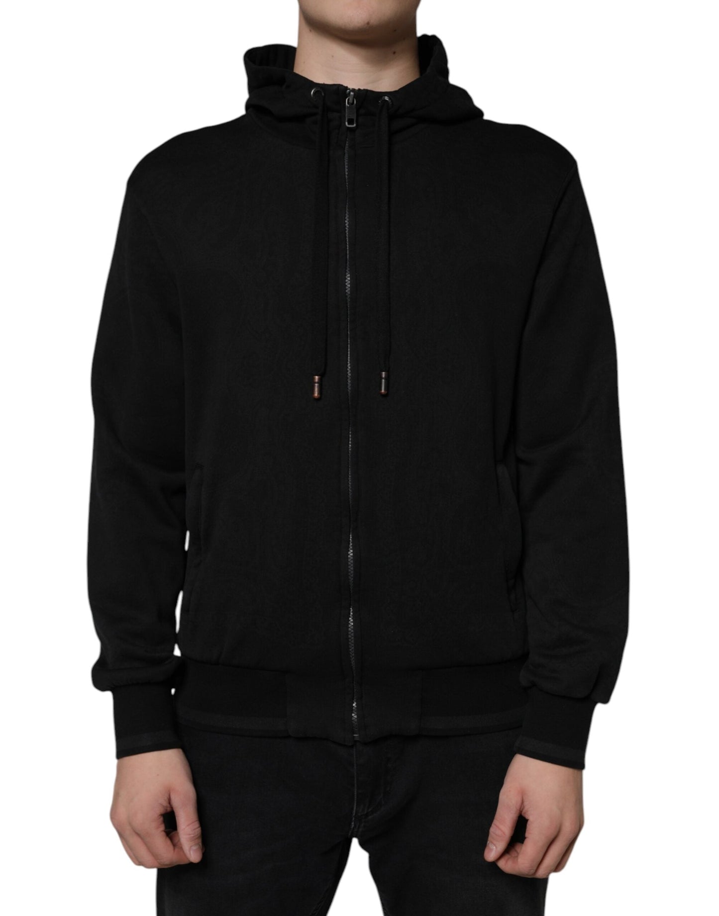 Dolce & Gabbana Black Cotton Full Zip Hooded Bomber Men's Jacket ()