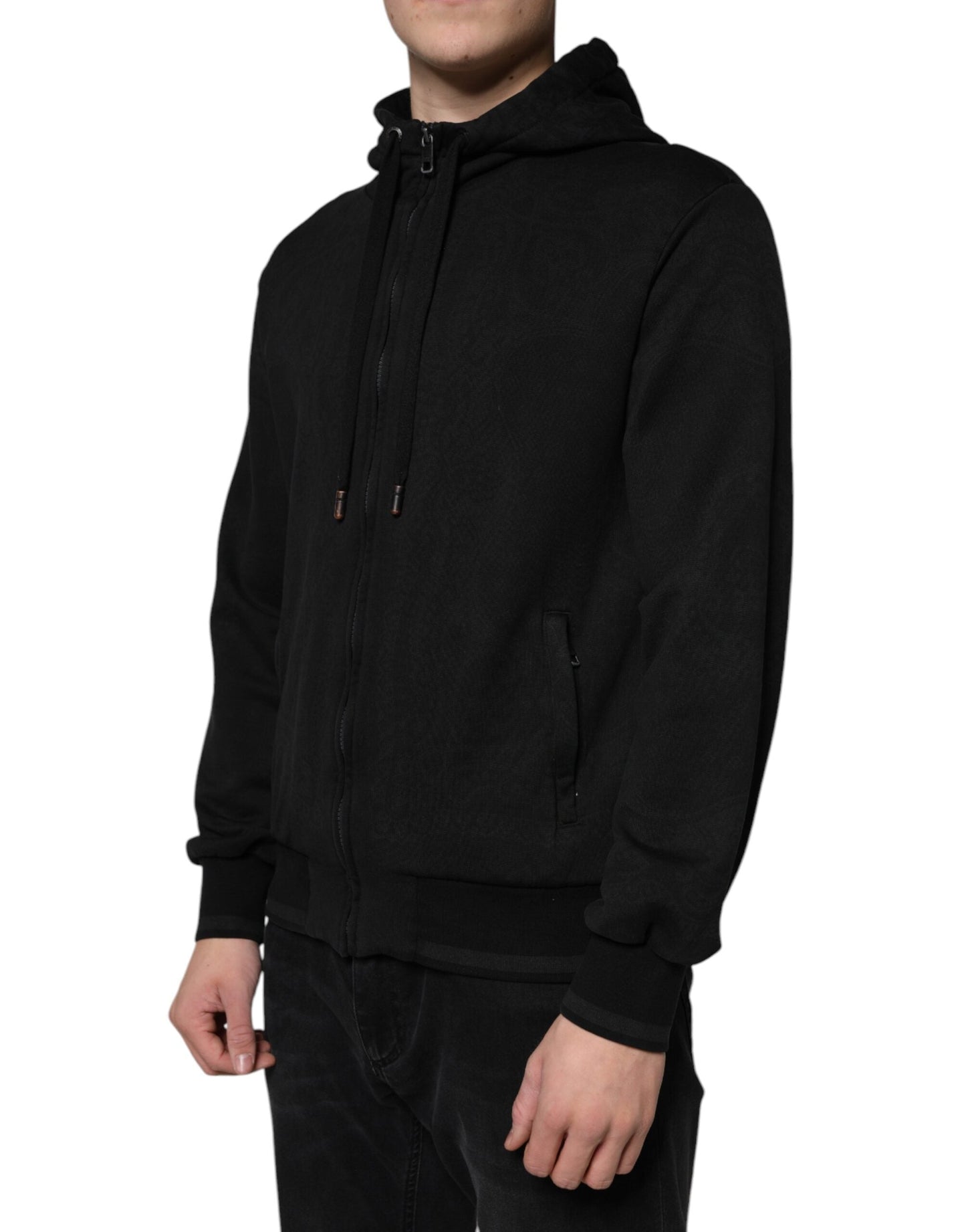 Dolce & Gabbana Black Cotton Full Zip Hooded Bomber Men's Jacket ()