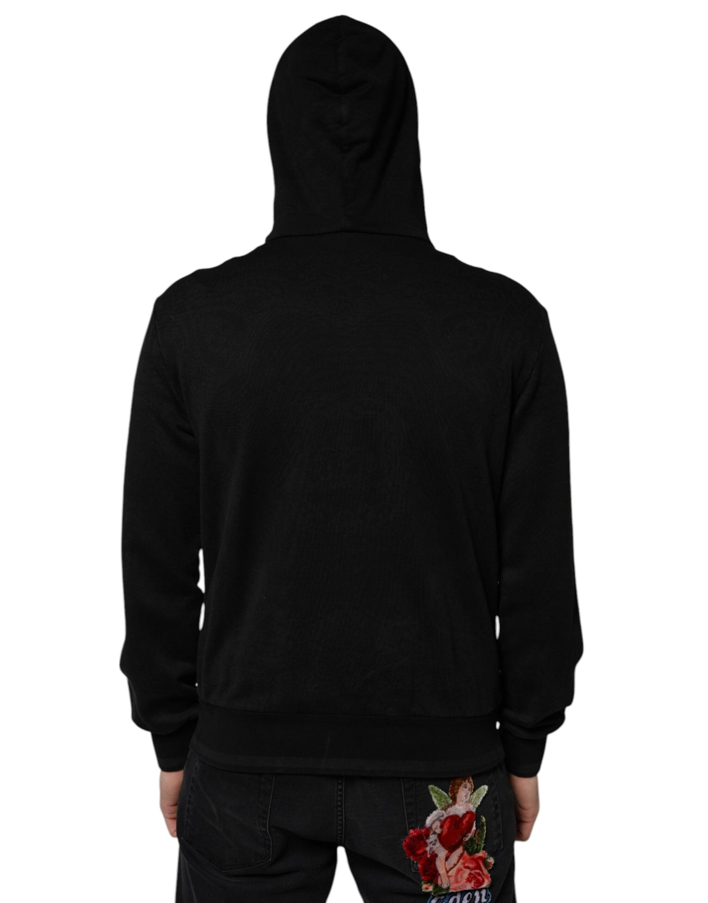 Dolce & Gabbana Black Cotton Full Zip Hooded Bomber Men's Jacket ()