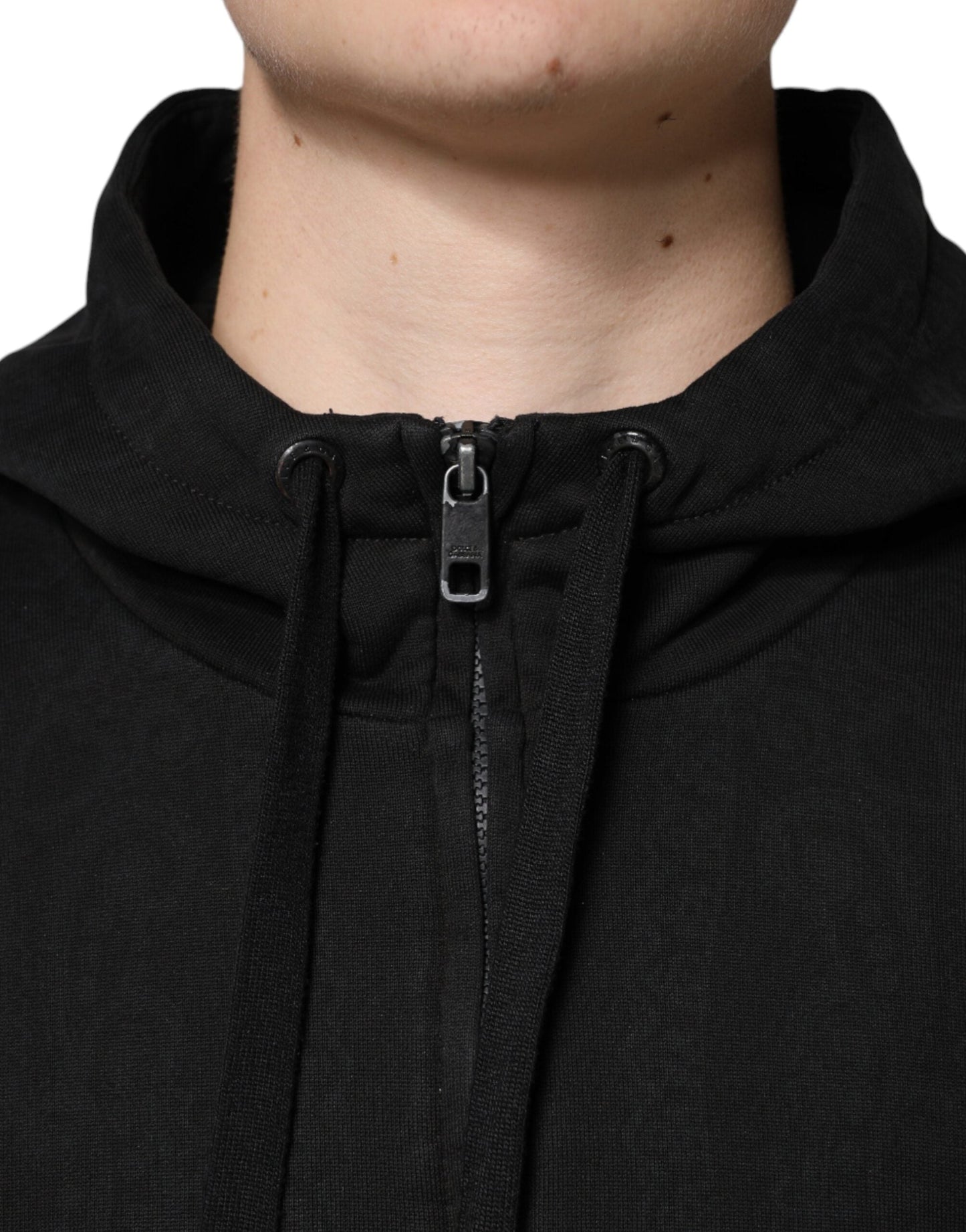Dolce & Gabbana Black Cotton Full Zip Hooded Bomber Men's Jacket ()