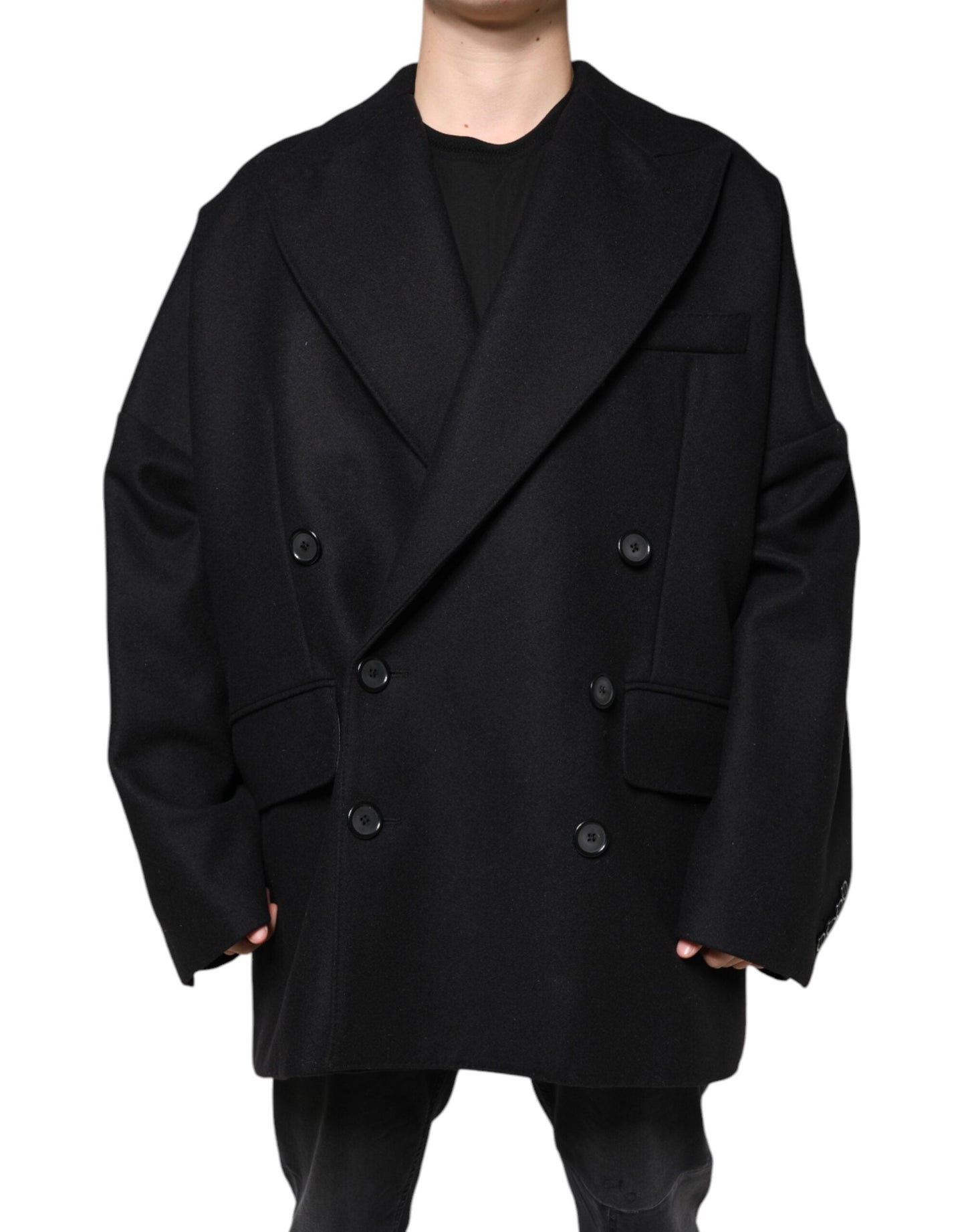 Dolce & Gabbana Black Wool Double Breasted Men Coat Men's Jacket