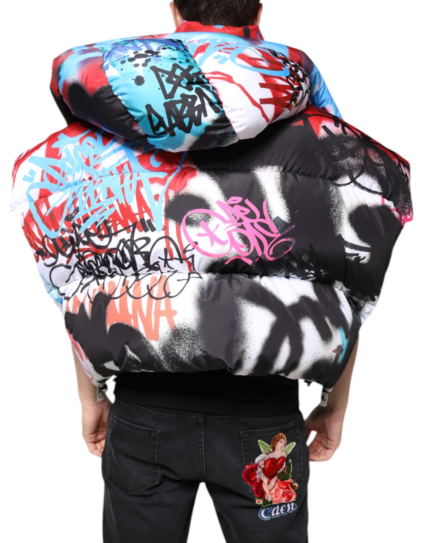 Dolce & Gabbana Multicolor Graffiti Hooded Windbreaker Men's Jacket ()