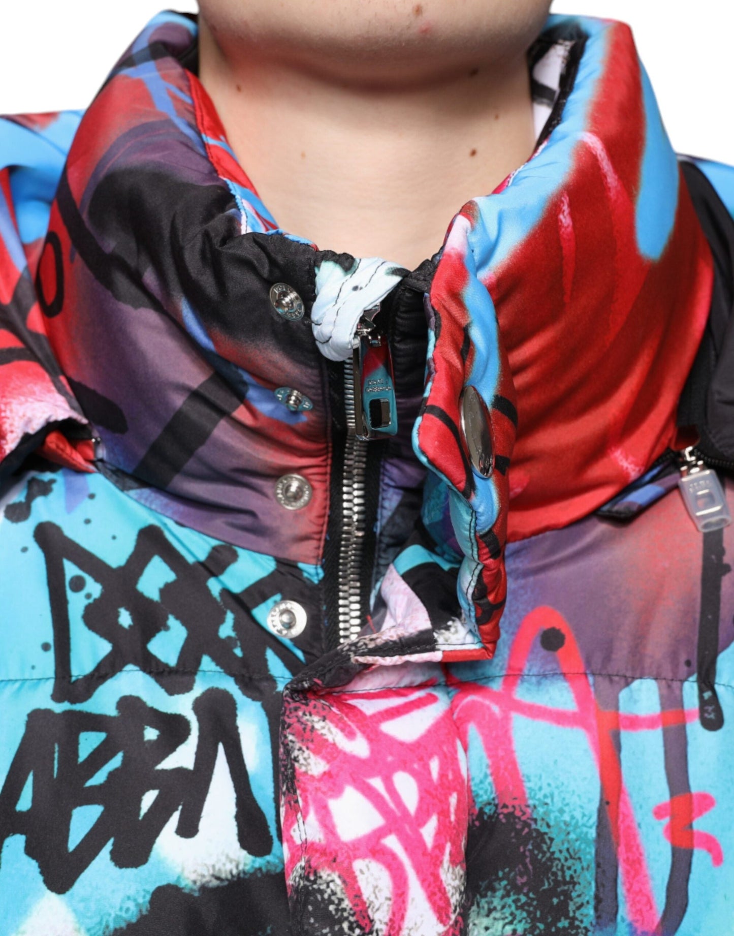 Dolce & Gabbana Multicolor Graffiti Hooded Windbreaker Men's Jacket ()