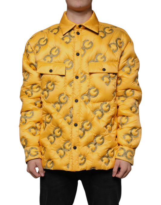 Dolce & Gabbana Yellow Logo Padded Buttoned Blouson Men's Jacket