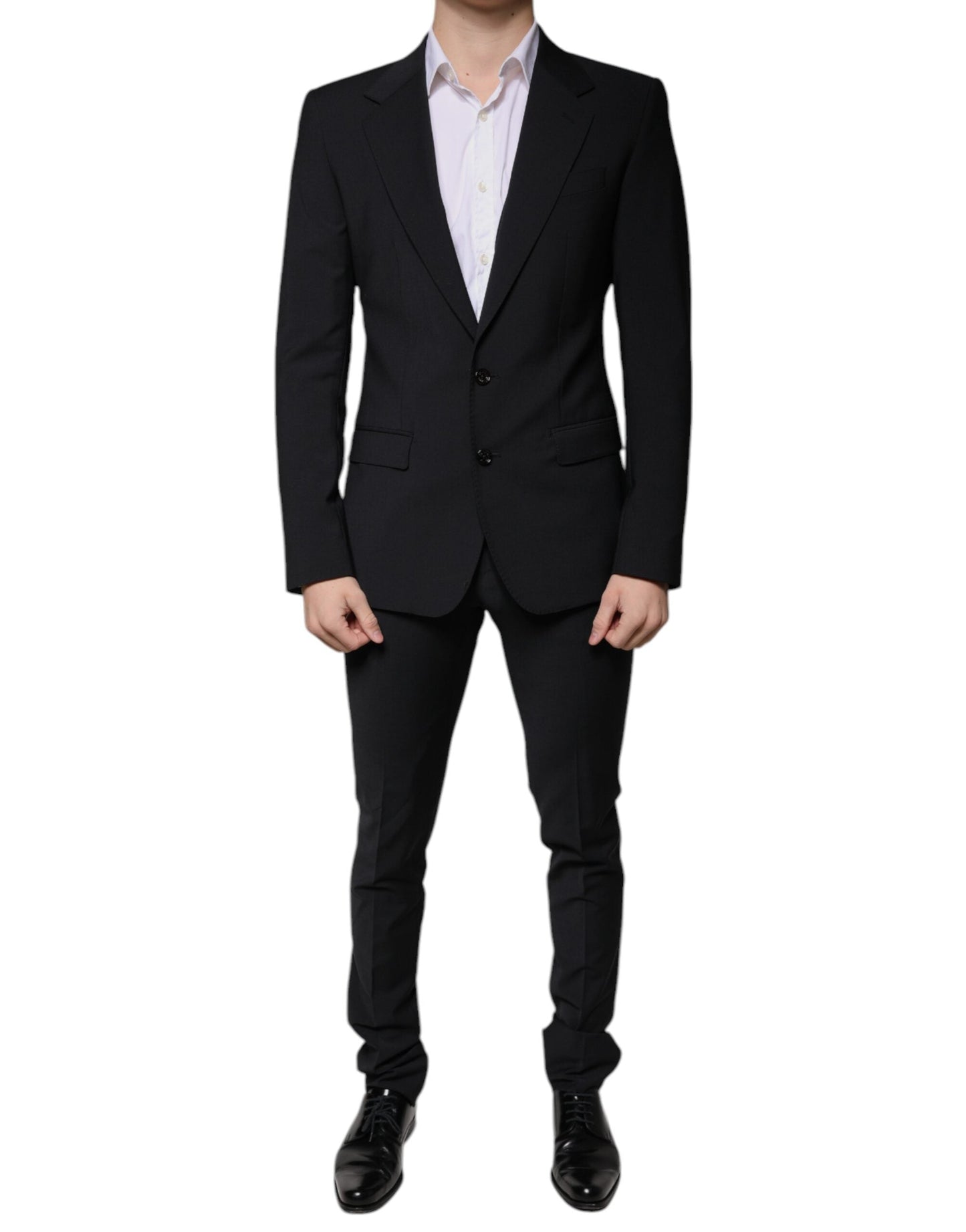 Dolce & Gabbana Black Wool 3 Piece Slim Fit Formal Men Men's Suit