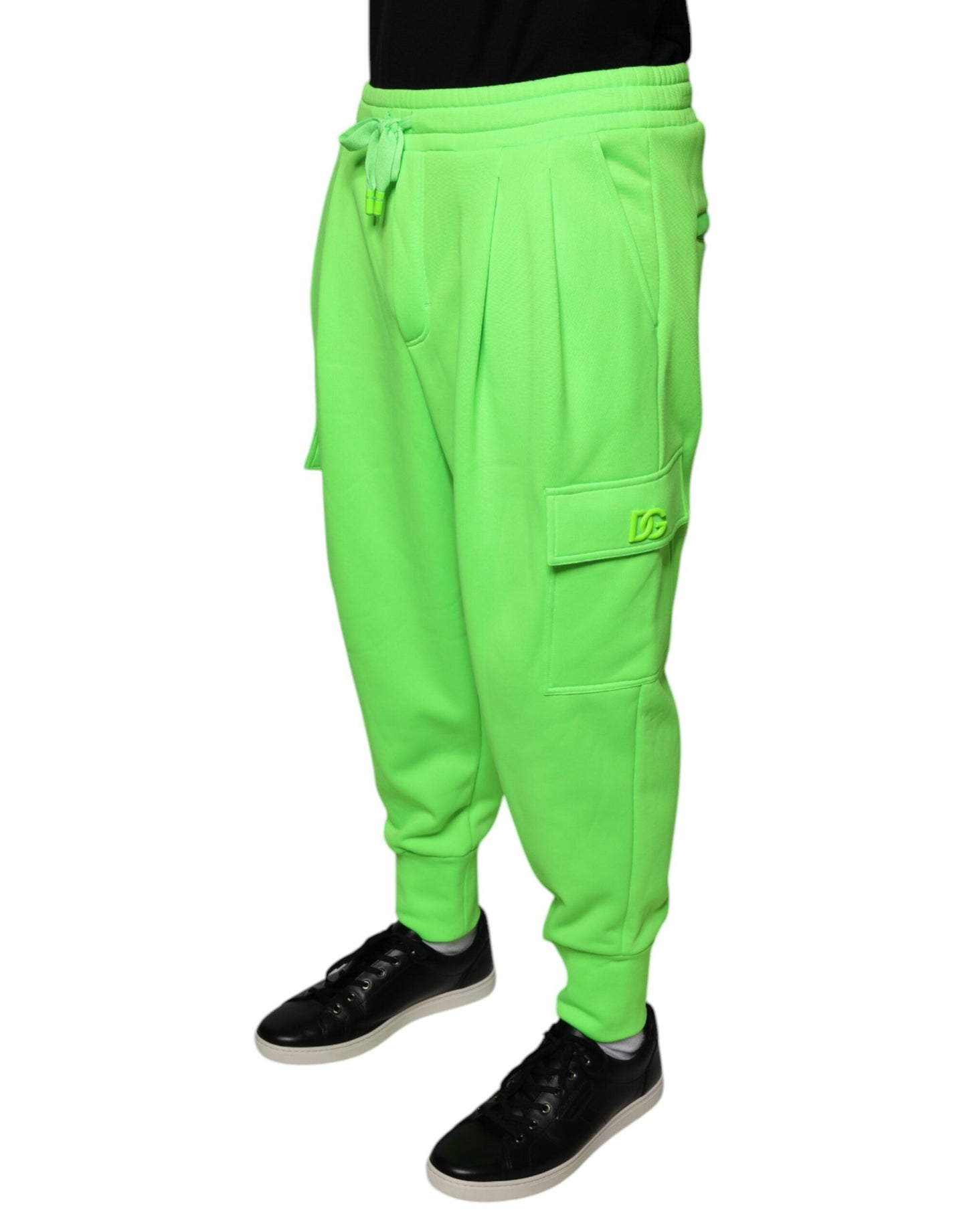 Dolce & Gabbana Neon Green Polyester Cargo Jogger SweatMen's Men's Pants