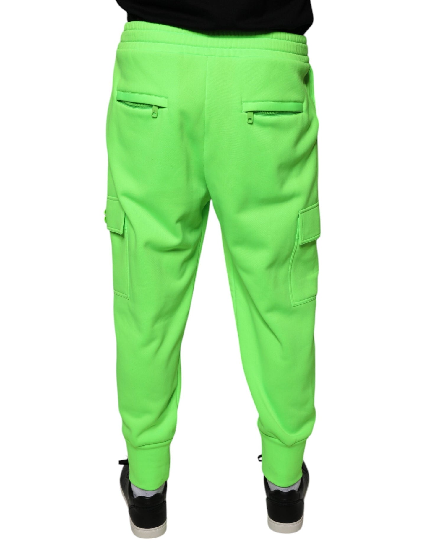 Dolce & Gabbana Neon Green Polyester Cargo Jogger SweatMen's Men's Pants