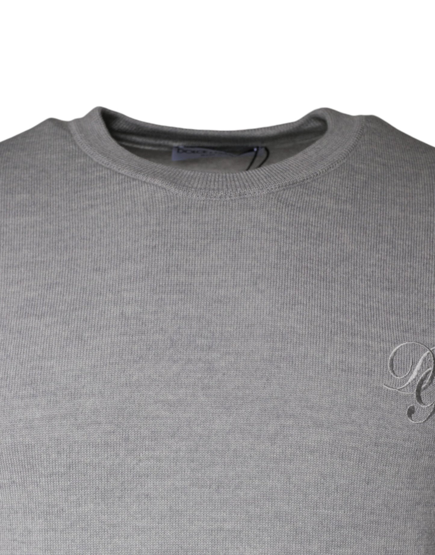 Dolce & Gabbana Light Gray Wool Crew Neck Pullover Men's Sweater ()