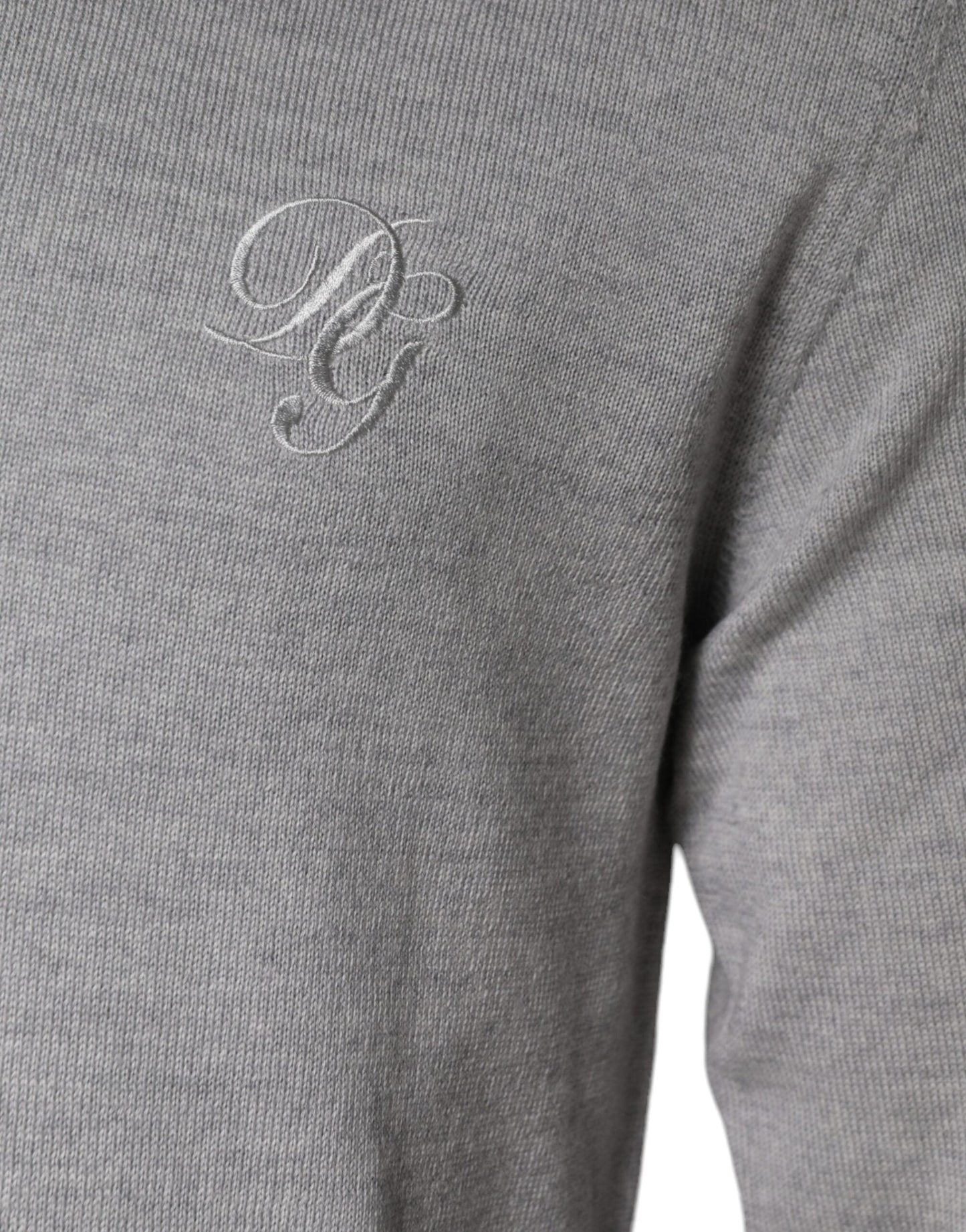 Dolce & Gabbana Light Gray Wool Crew Neck Pullover Men's Sweater ()