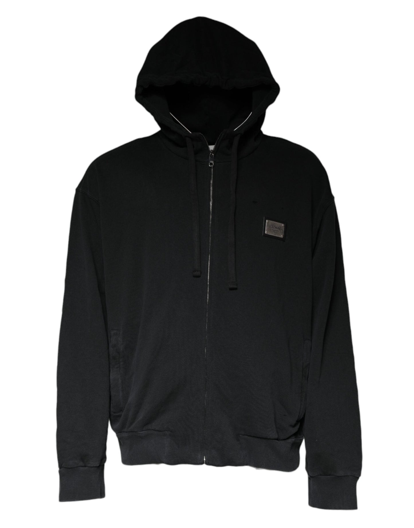 Dolce & Gabbana Black Logo Plaque Hooded Full Zip Men's Sweater ()