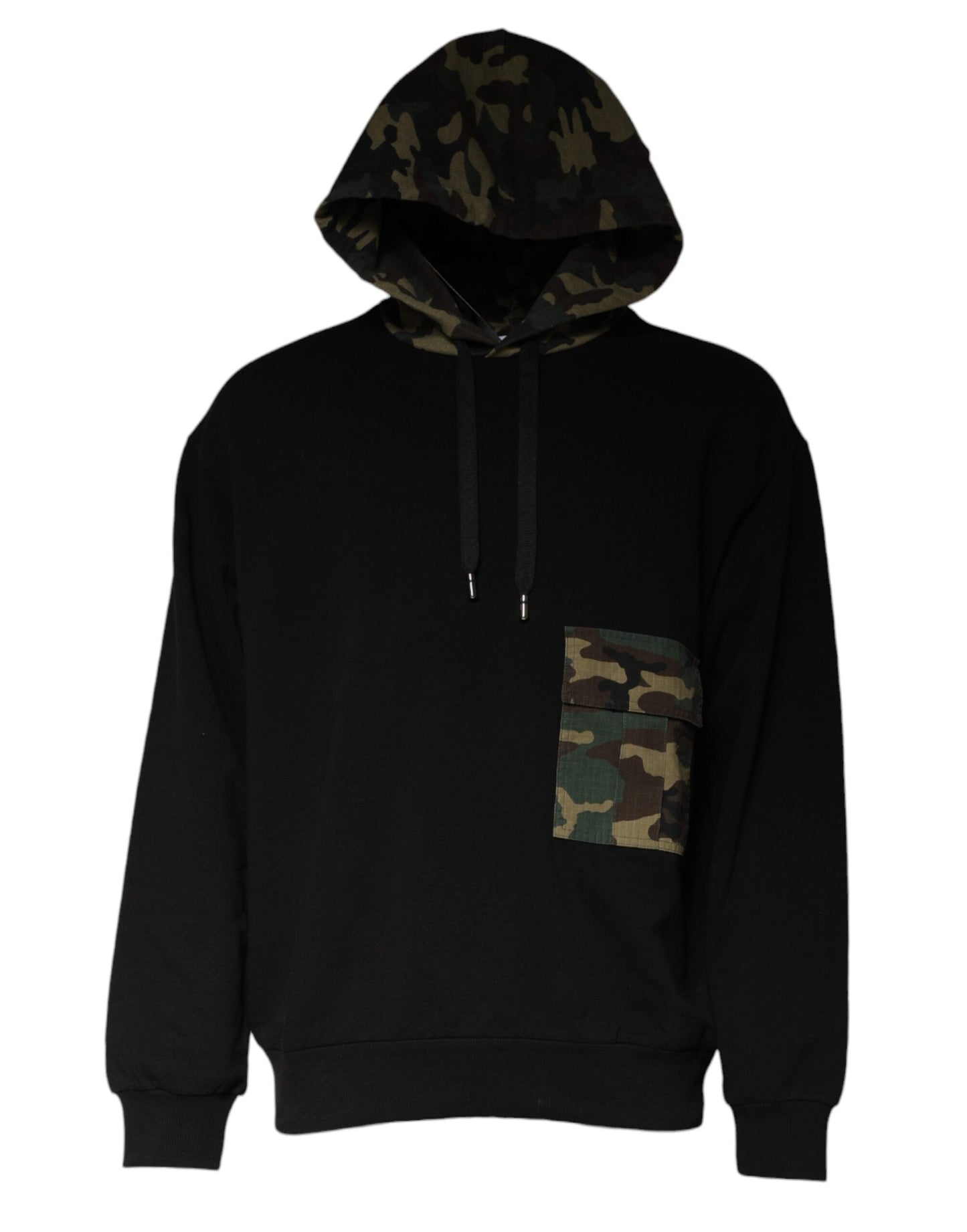 Dolce & Gabbana Black Camouflage Hooded Sweatshirt Men's Sweater