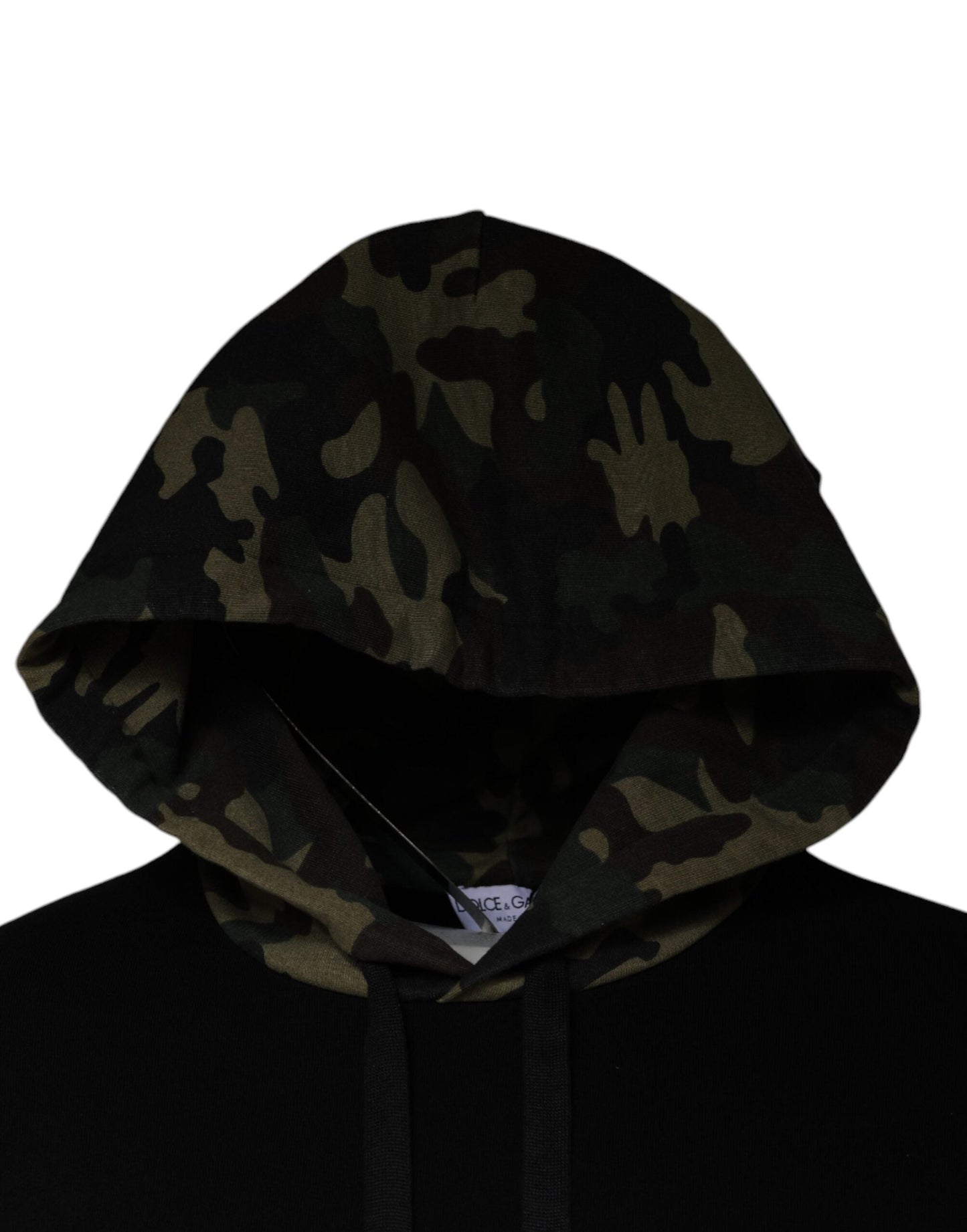Dolce & Gabbana Black Camouflage Hooded Sweatshirt Men's Sweater