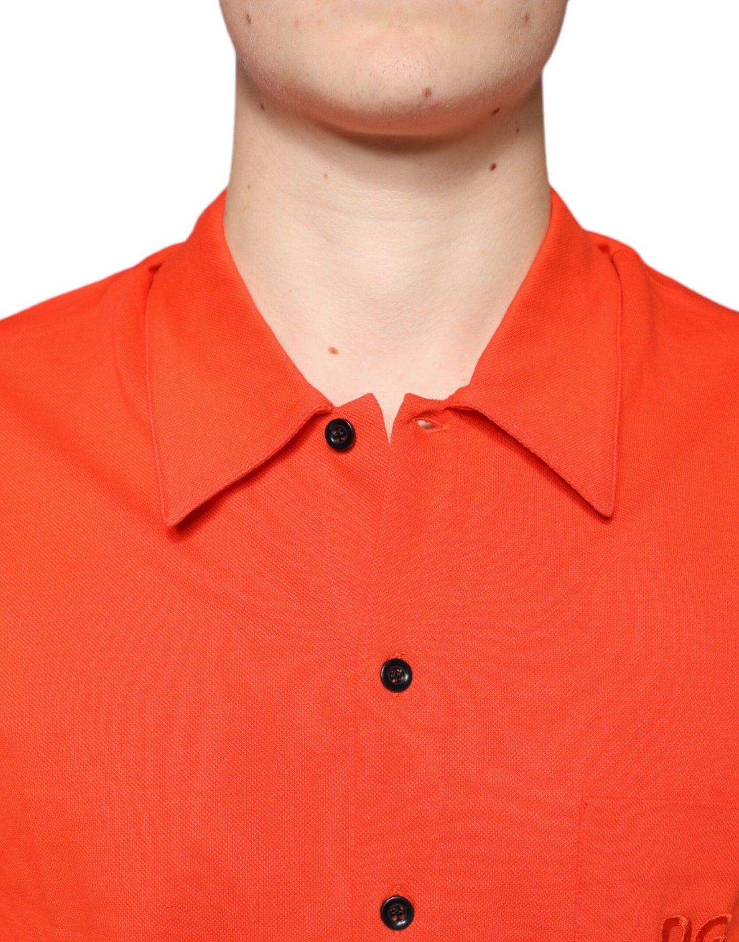 Dolce & Gabbana Orange Cotton Button Down Casual Polo Men's Shirt