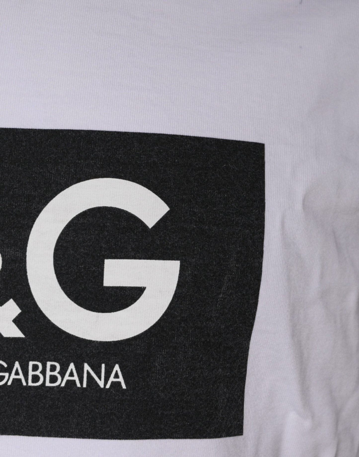 Dolce & Gabbana White Logo Print Cotton Crew Neck Men's T-shirt ()