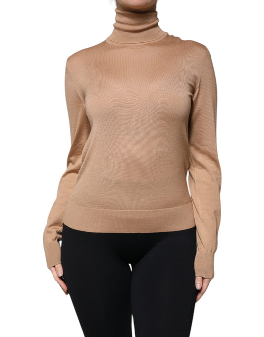 Dolce & Gabbana Brown Turtleneck Long Sleeve Pullover Women's Sweater ()