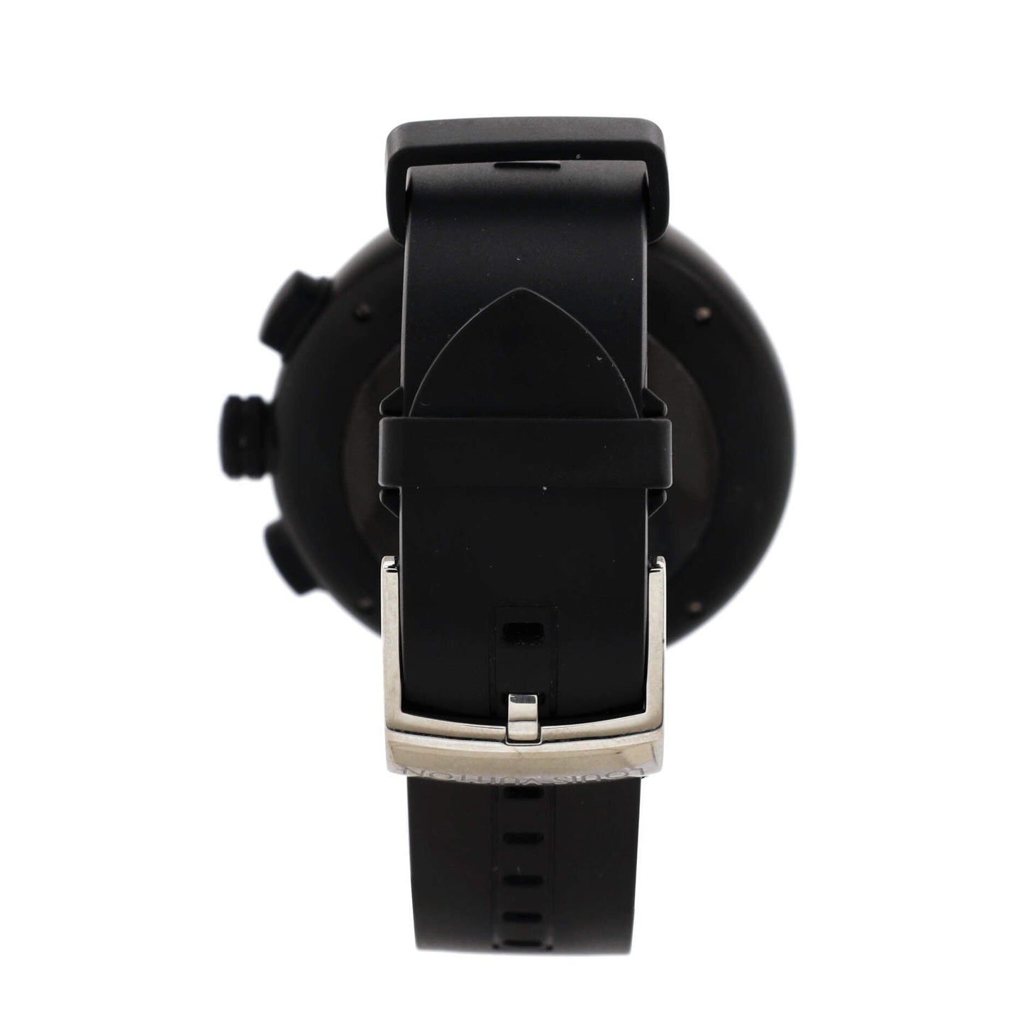 All Black Tambour Chronograph Automatic Watch PVD Stainless Steel and Rubber 46